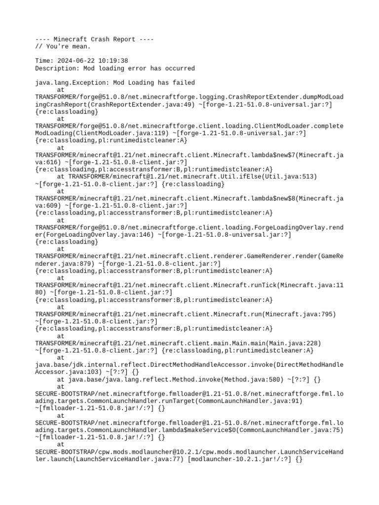 Minecraft Mod Loading Crash Report | PDF | Central Processing Unit ...