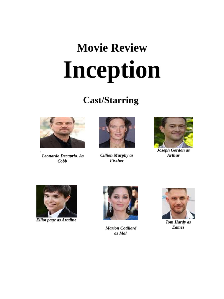 Inception Movie Review and Cast Details | PDF