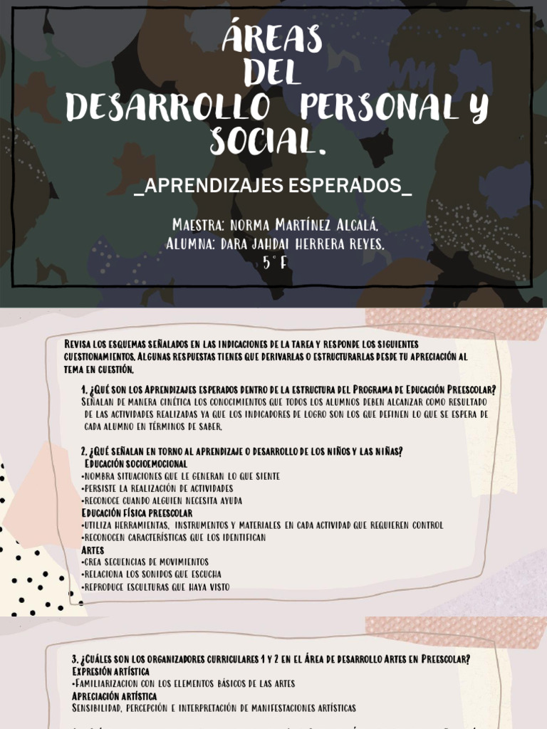 Aprendizajes Esperados en Educación Preescolar | PDF | Educación de la ...