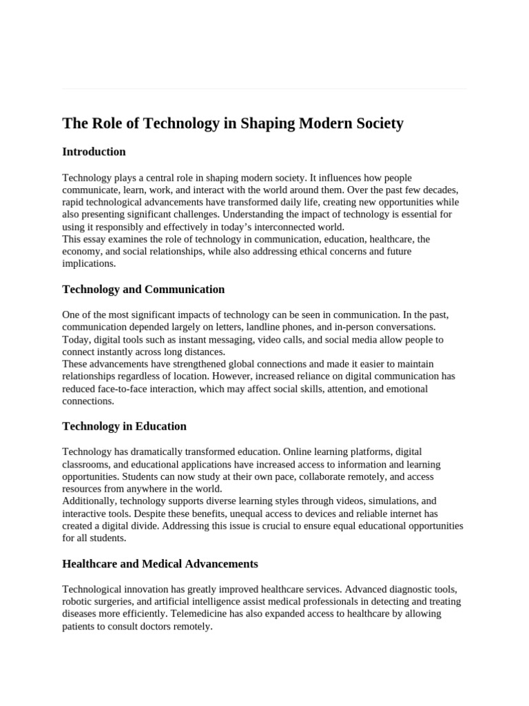 Impact of Technology on Society Today | PDF | Artificial Intelligence ...