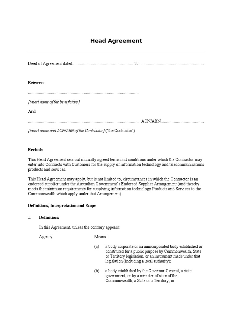 Head of Agreement | PDF