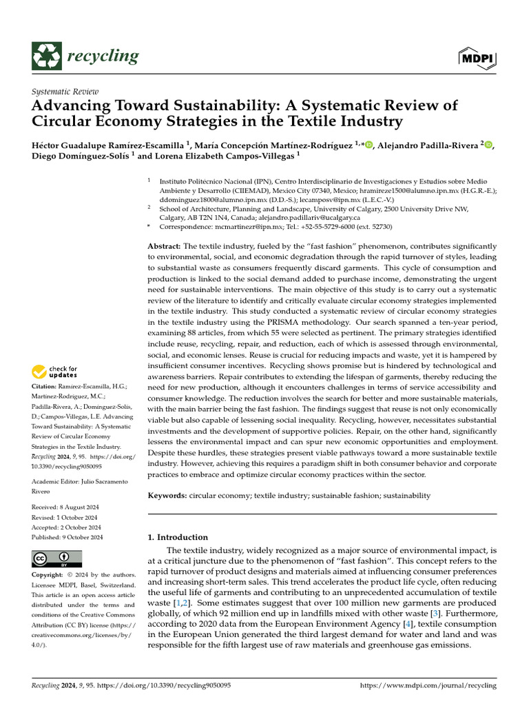 Circular Economy in Textile Industry Review | PDF | Systematic Review ...