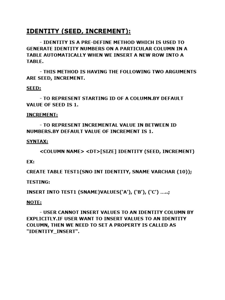 SQL Identity, Merge, and Synonym Guide | PDF | Data Management Software ...