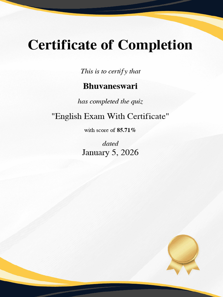 English Exam Completion Certificate | PDF
