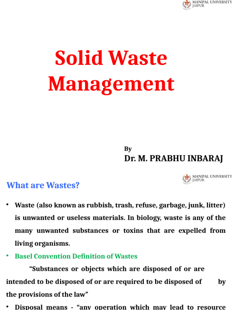 Solid Waste Management Overview | PDF | Waste | Waste Management