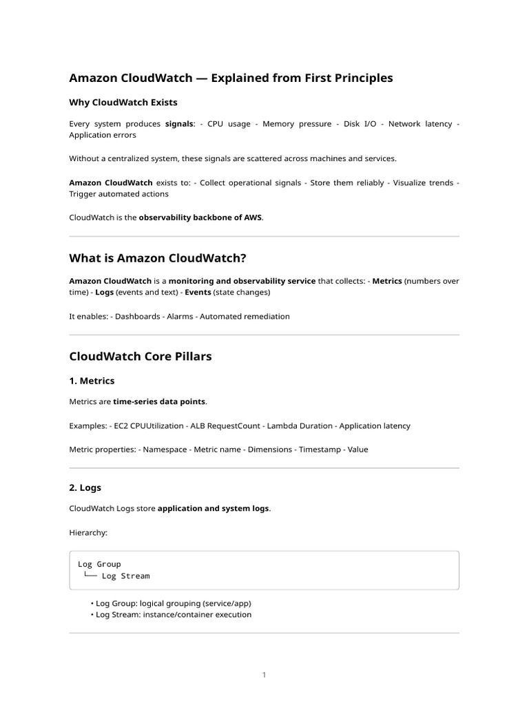 Amazon Cloud Watch Explained | PDF | Amazon Web Services | Information ...