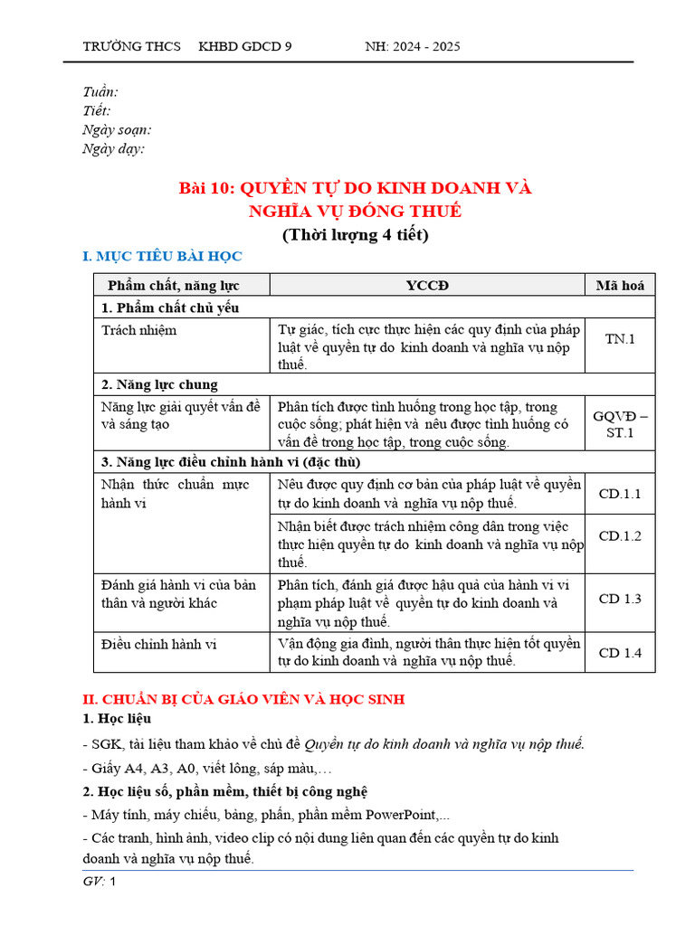GDCD9 - Bài 10 | PDF