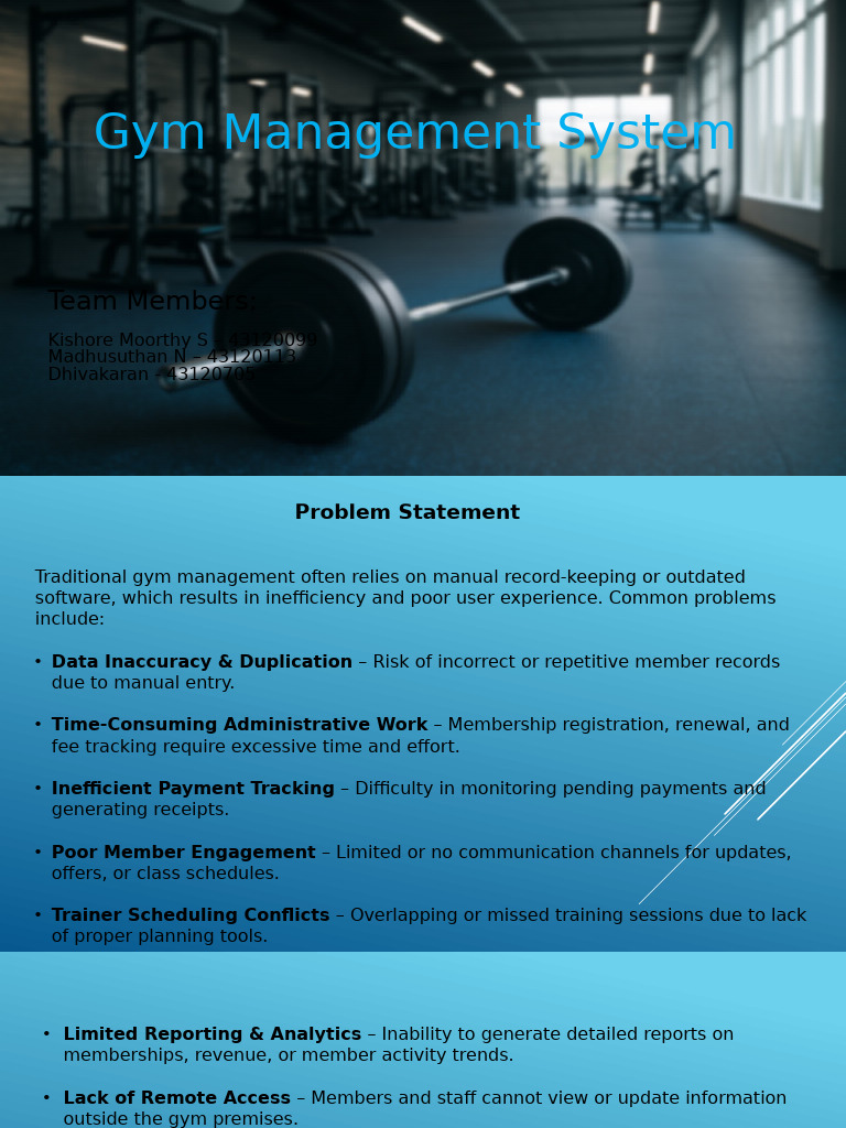 Efficient Gym Management System Overview | PDF | Databases | Server ...