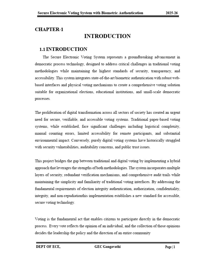 Biometric Secure Voting System Overview | PDF | Biometrics | Electronic ...