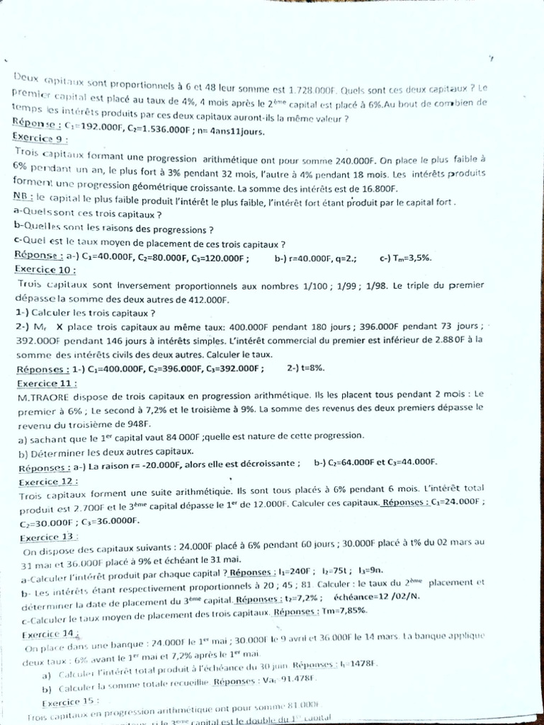 Exo Maths Fin TSEco Claire Fontaine Intérêt Simple | PDF