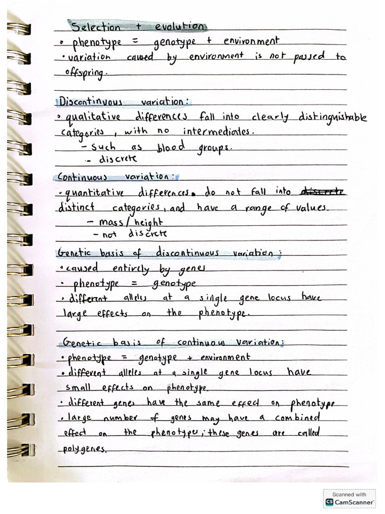 Selection and Evolution Notes | PDF