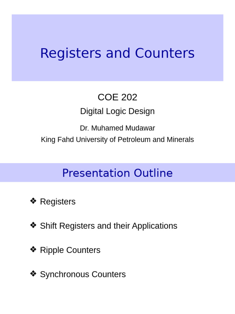 Registers and Counters in Digital Logic | PDF | Electronics ...