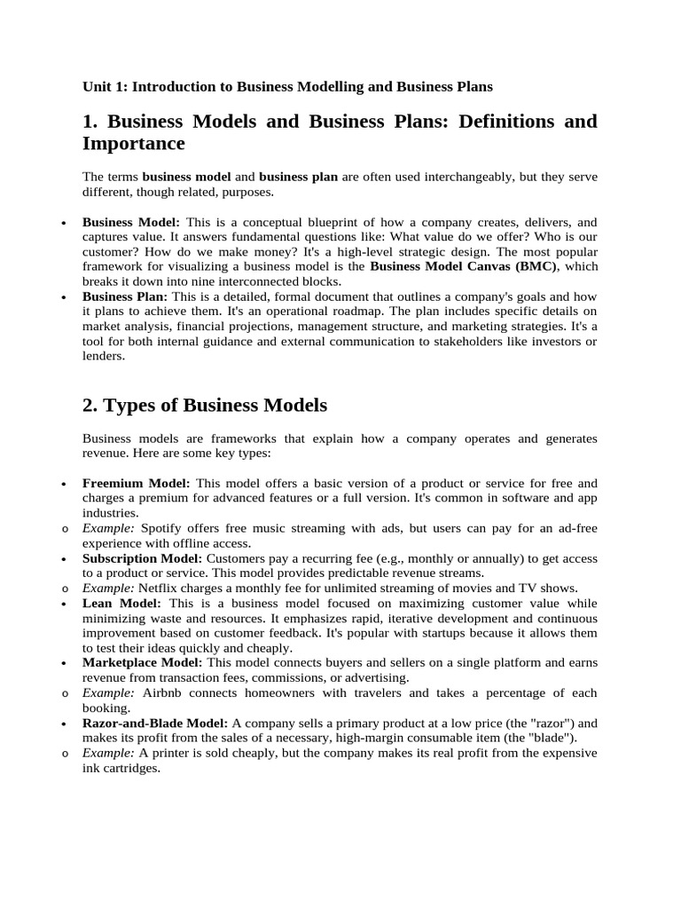 Business Plan Unit 1 and 2 Notes | PDF | Market Segmentation | Marketing