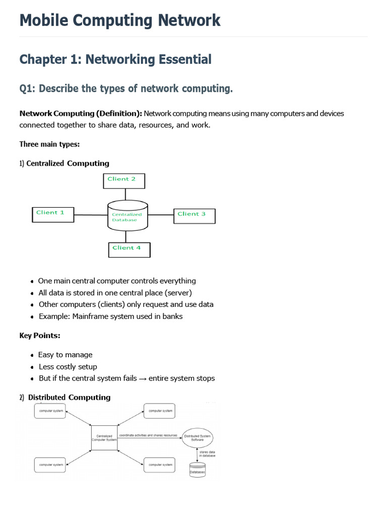 Types of Network Computing Explained | PDF | Osi Model | Internet ...