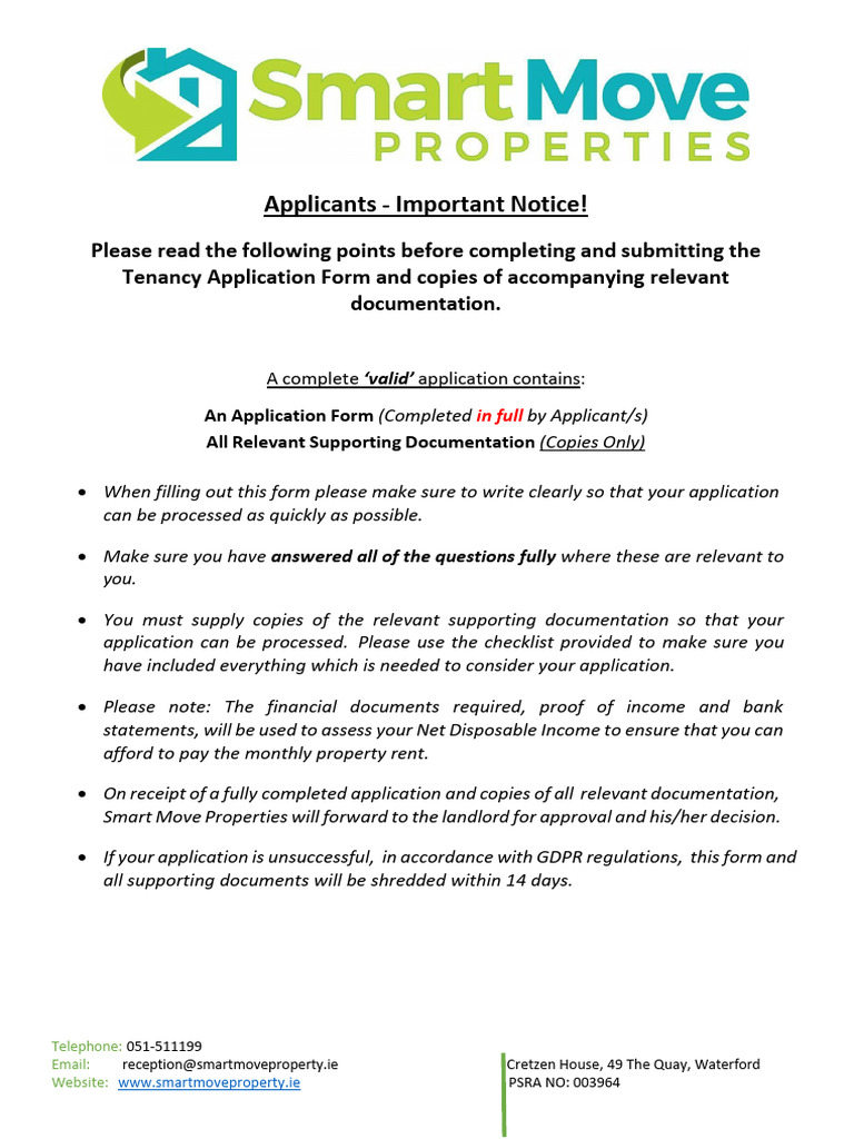 Tenancy Application Form | PDF | Lease | Receipt