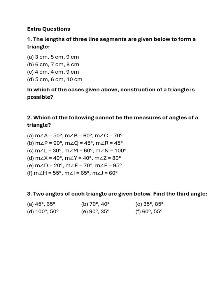 Triangle Construction and Angle Measures | PDF