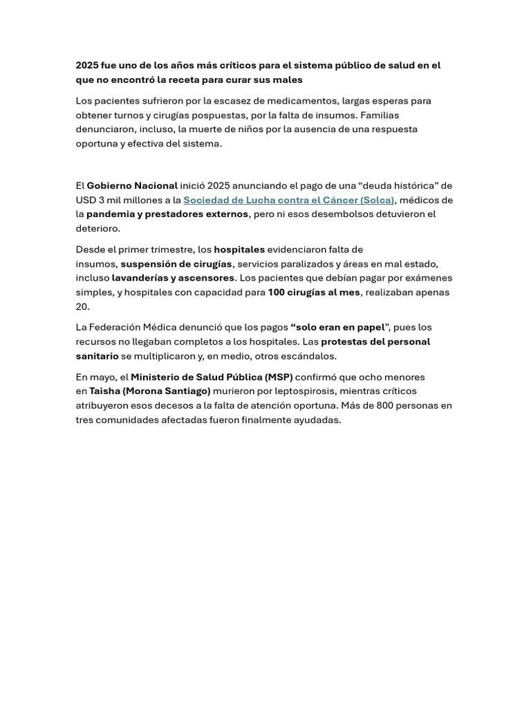 Crisis del sistema de salud en 2025 | PDF
