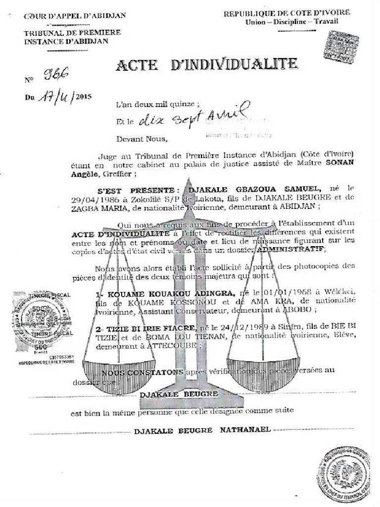 Acte Individualite | PDF