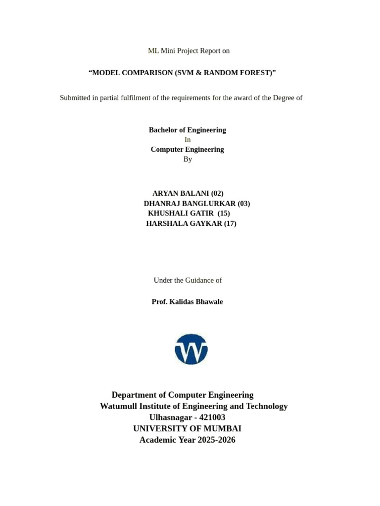 ML report | PDF | Machine Learning | Support Vector Machine