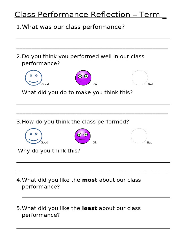 Class Performance Reflection Survey | PDF