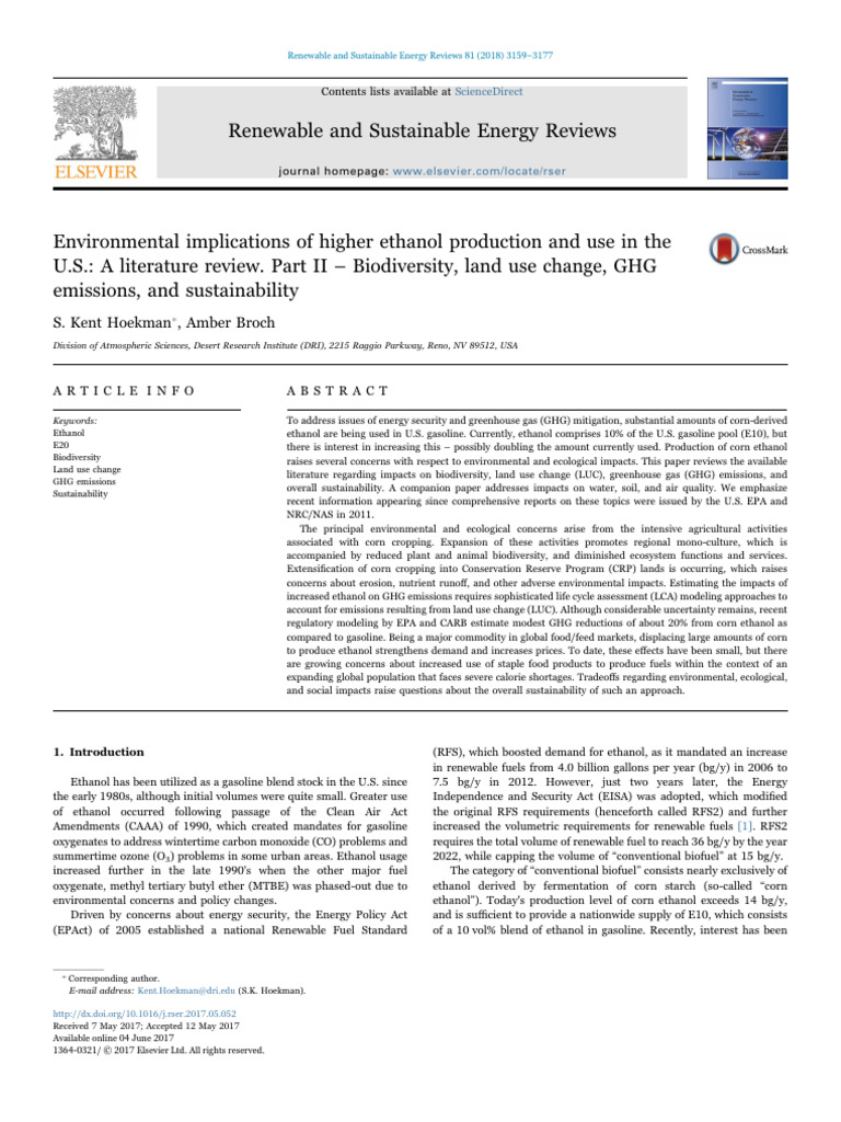 Environmental Implications of Higher Ethanol Production and Use in the ...