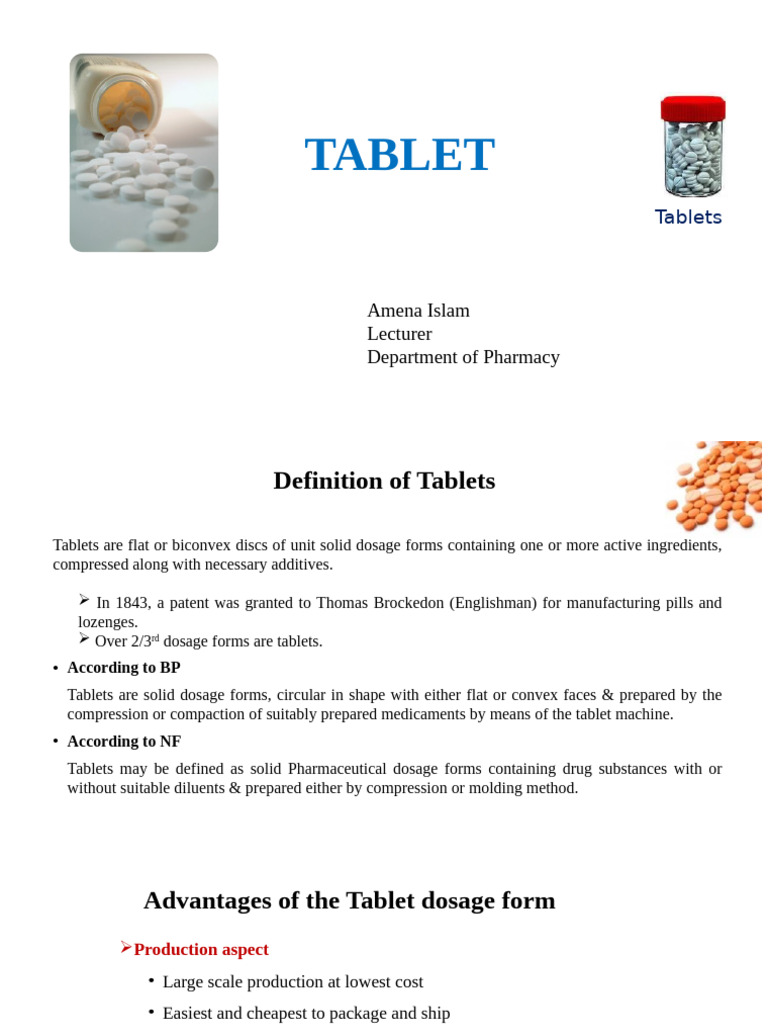 Comprehensive Guide to Tablets | PDF | Tablet (Pharmacy) | Starch