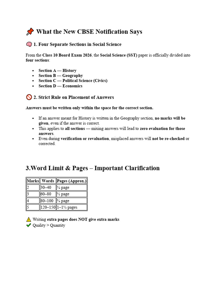 ? What the New CBSE Notification Says SST | PDF
