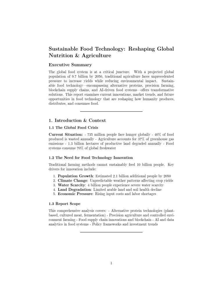 Sustainable Food Tech: Innovations for 2050 | PDF | Agriculture ...