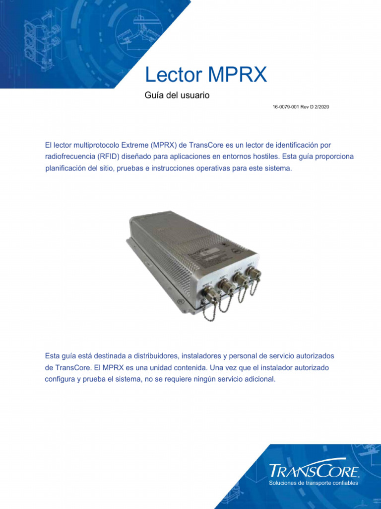 16-0079-001-Rev-D-MPRX-UG SPA | PDF | Identificación de frecuencia de ...