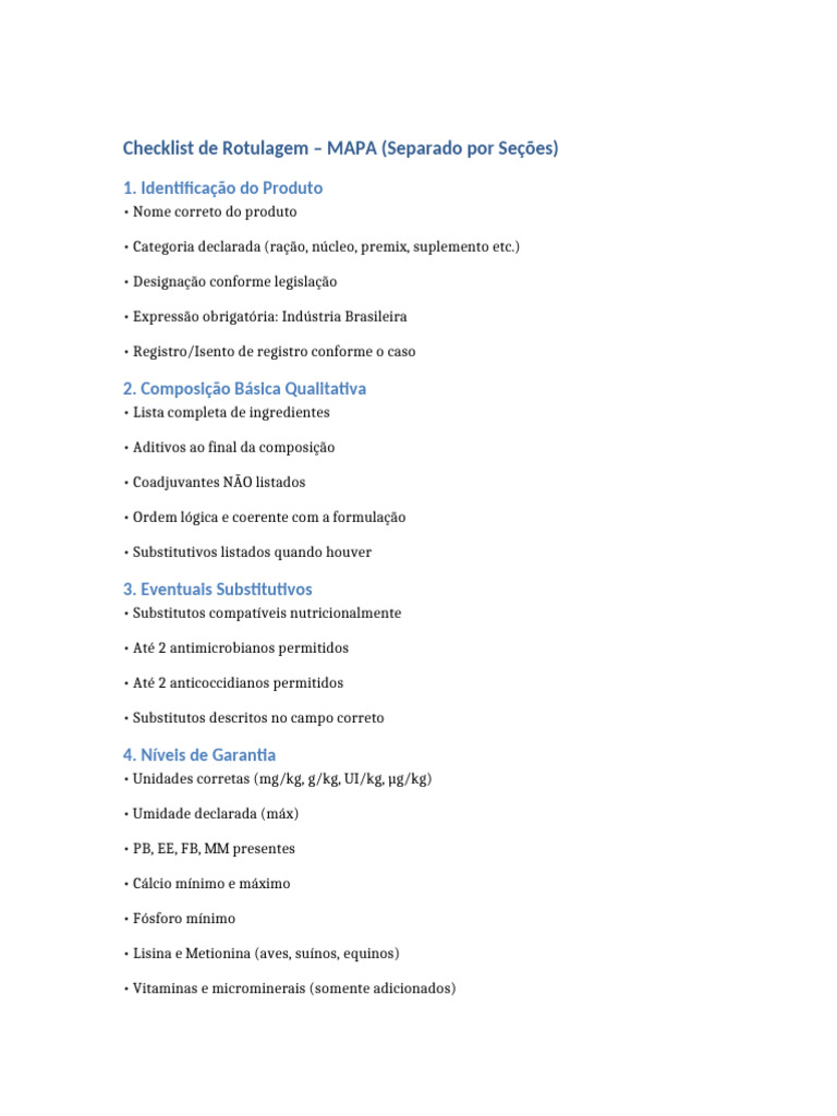Checklist de Rotulagem de Produtos MAPA | PDF