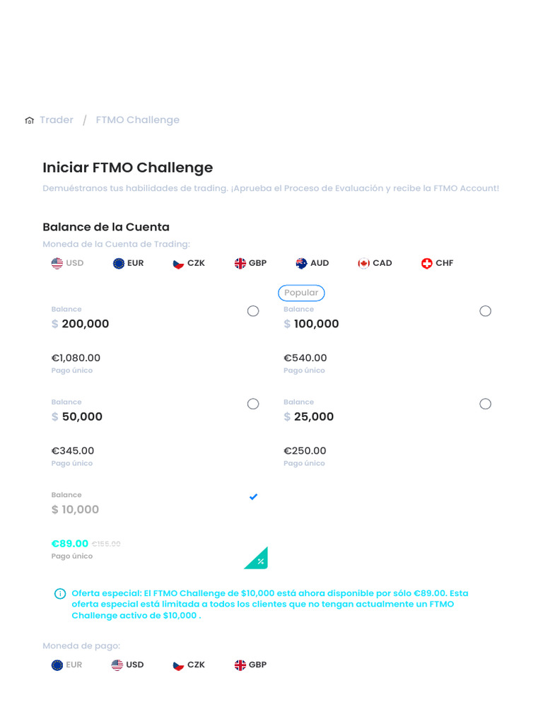 FTMO Challenge: Consigue tu cuenta de $10,000 | PDF | Comerciante ...