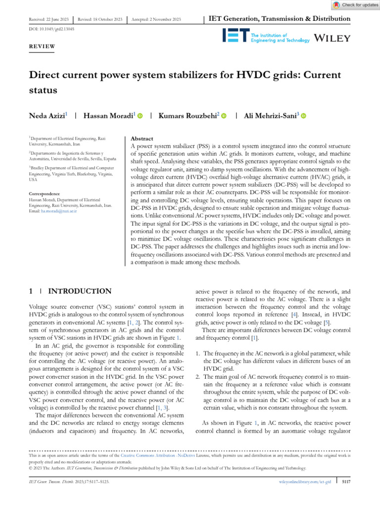 IET Generation Trans Dist - 2023 - Azizi - Direct Current Power System ...