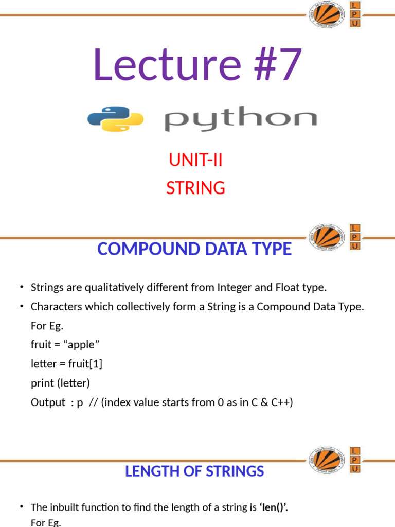 LectPP7 | PDF | String (Computer Science) | Data Type