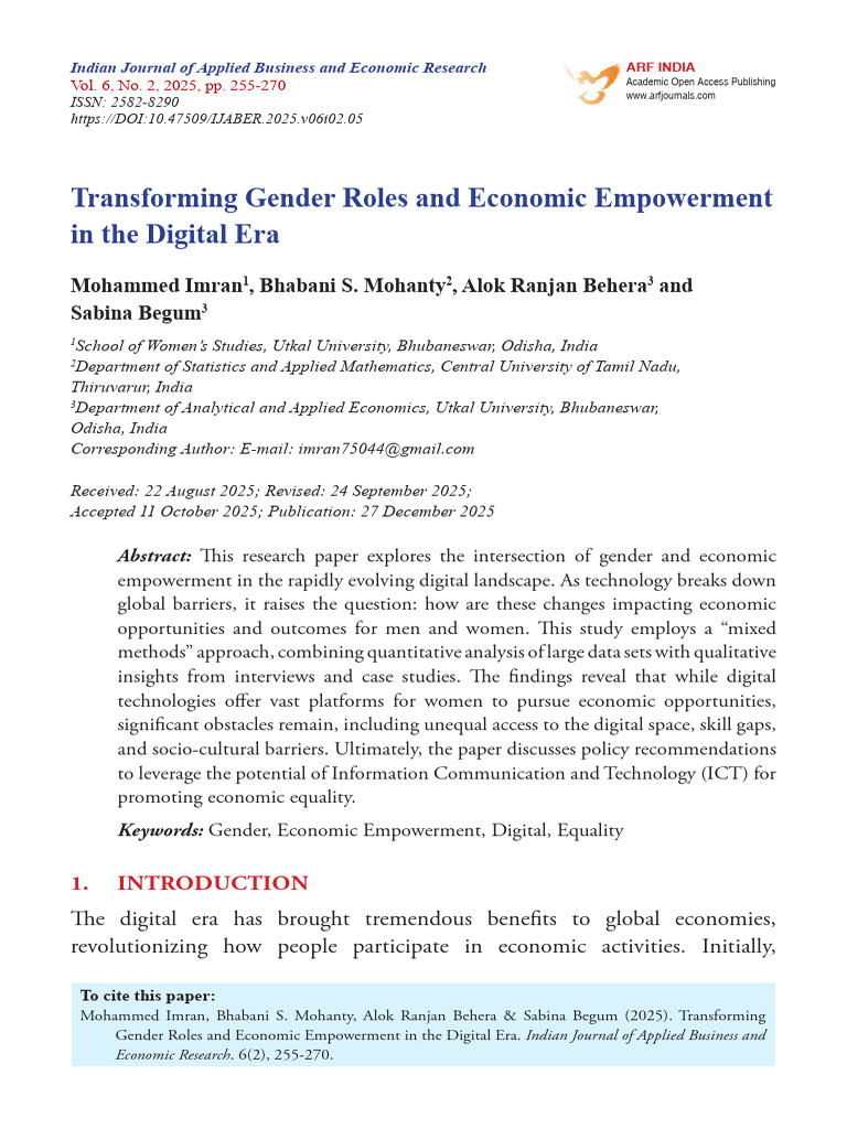 Gender and Economic Empowerment in Digital Era | PDF | Qualitative ...