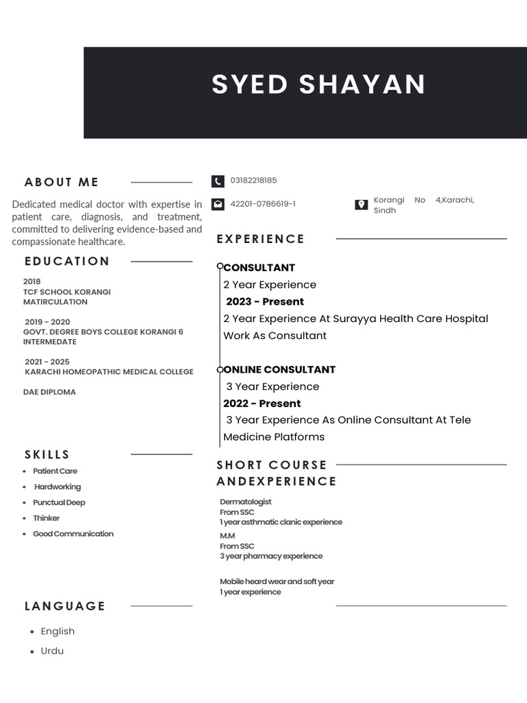 Syed Shayan: About Me | PDF