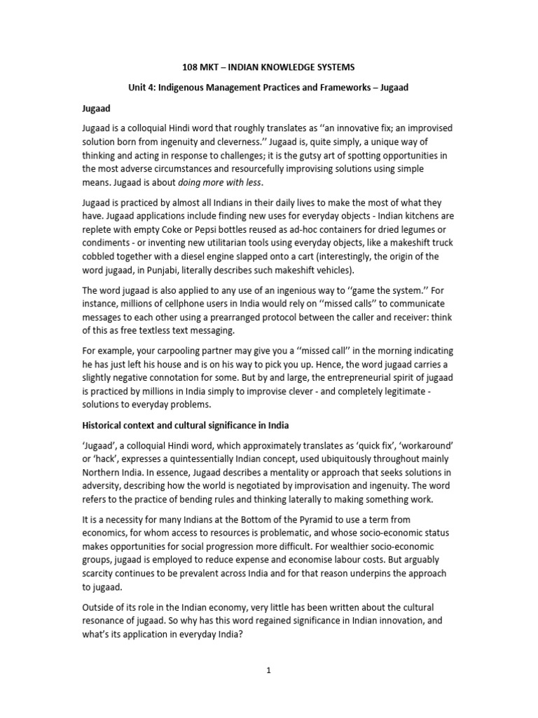 Understanding Jugaad: Indian Innovation | PDF | Innovation | Sustainability