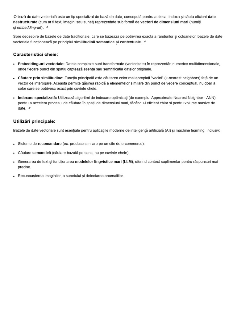 Bazele de Date Vectoriale | PDF