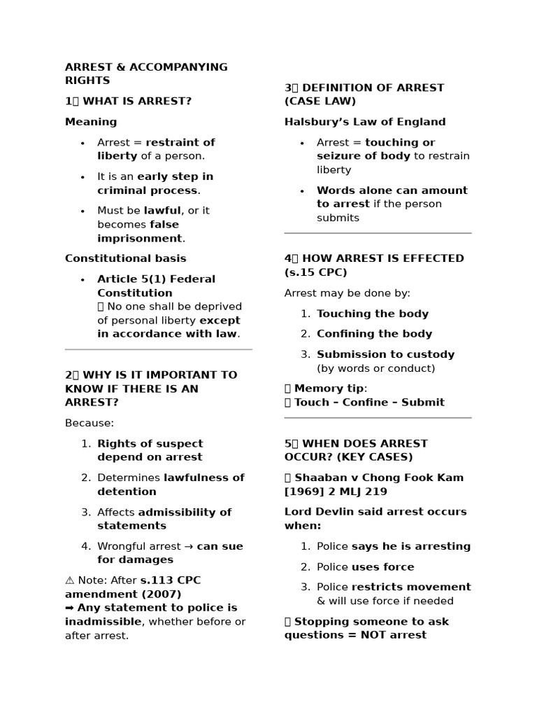Understanding Arrest and Rights | PDF | Arrest | Bail