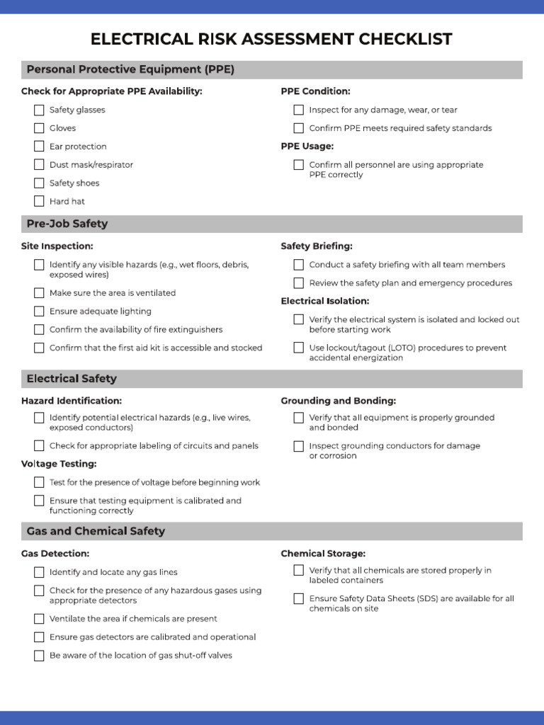 Electrical Risk Assessment Checklist | PDF