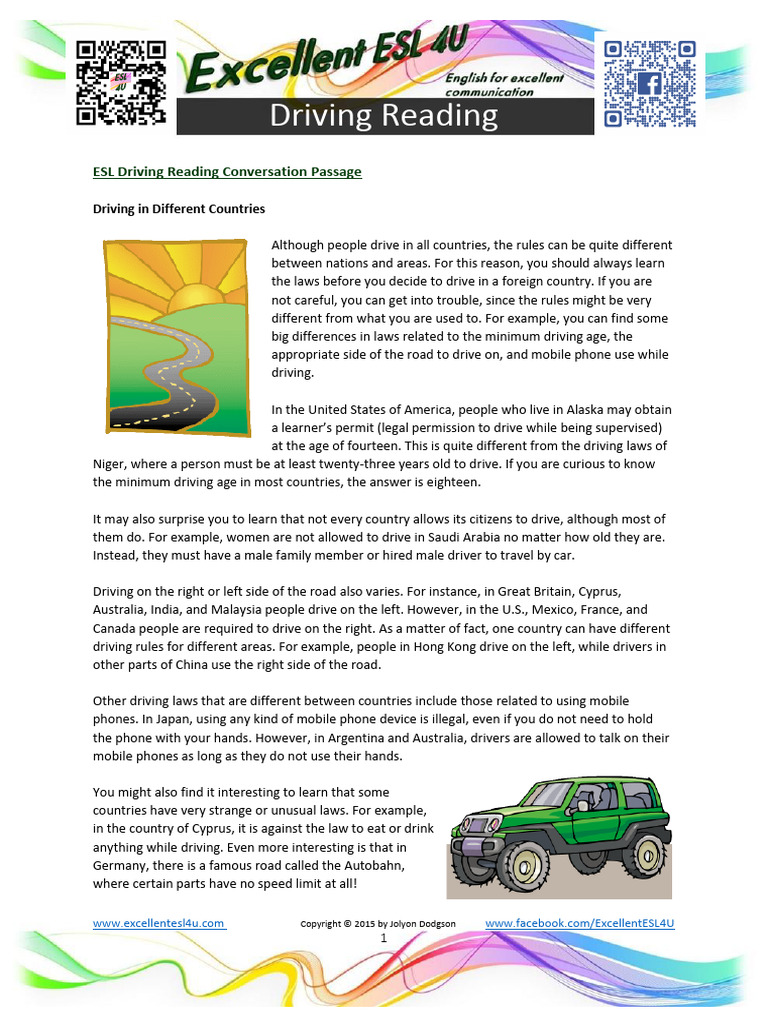 ESL Guide to International Driving Rules | PDF | Driver's License | Driving