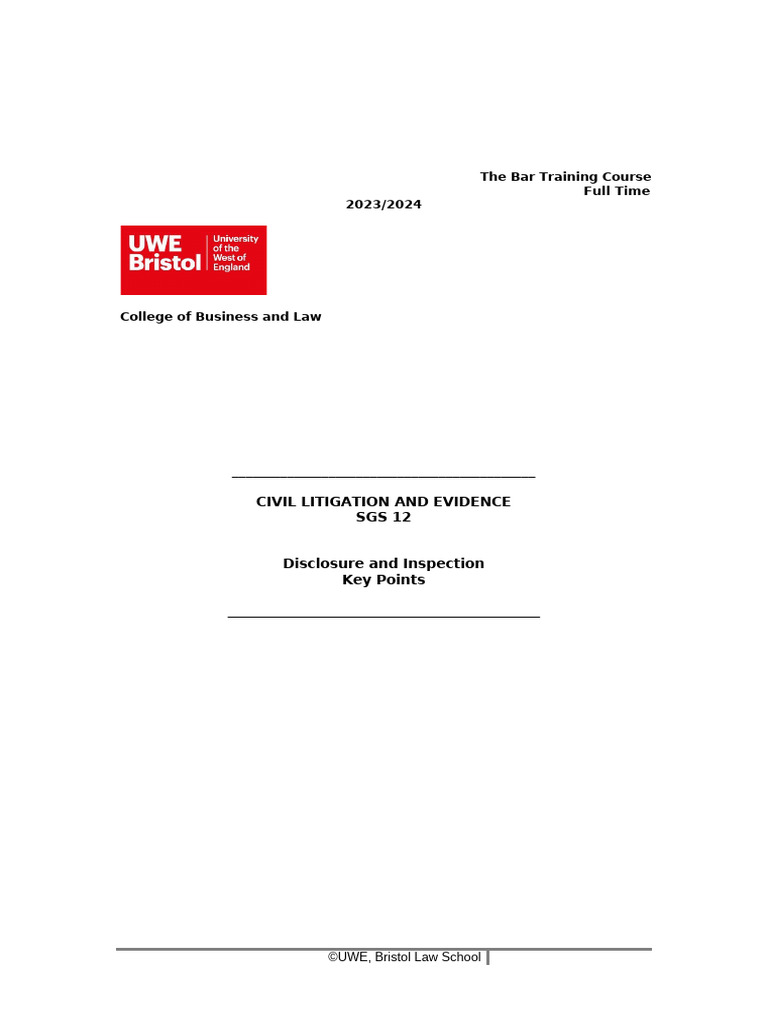 Civil Litigation Disclosure Guide | PDF | Prejudice (Legal Term ...