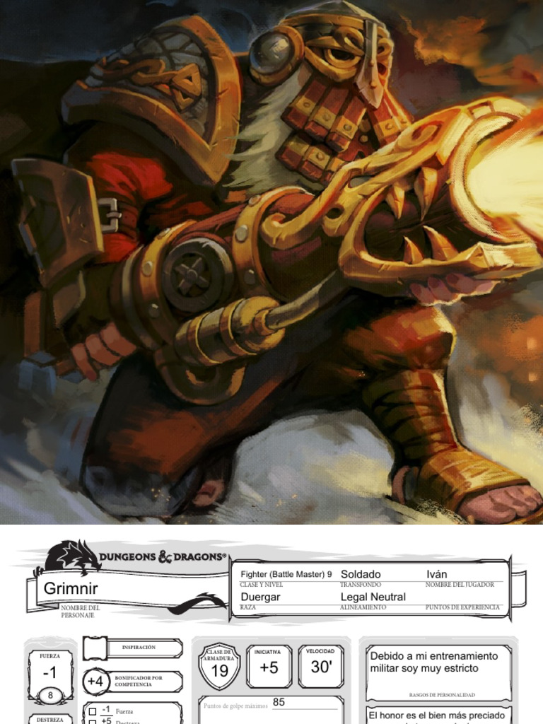 Ficha de Personaje: Grimnir, Luchador Duergar | PDF