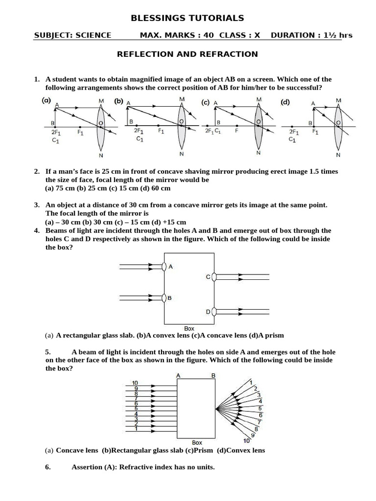 Science Class X Chapter 09 Light E28093 Reflection and Refraction ...