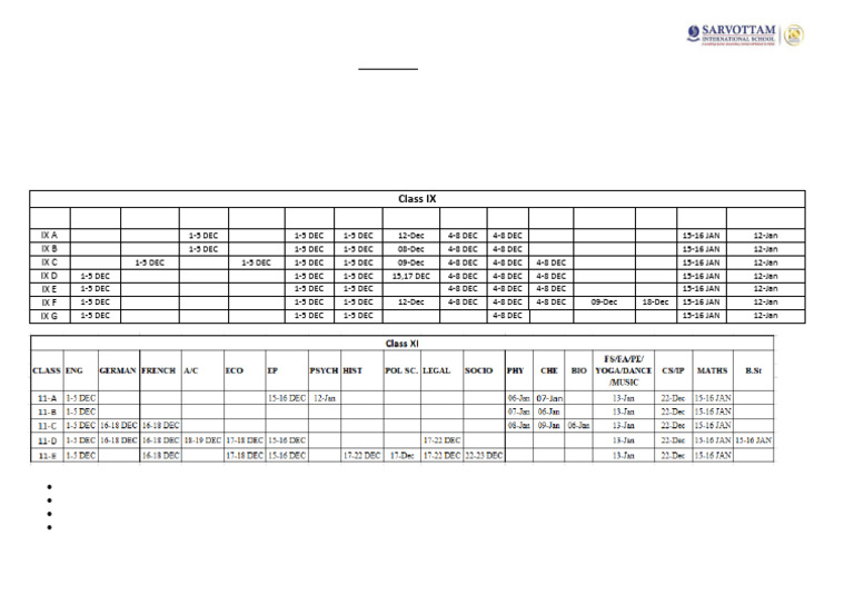 Internal Assessment Schedule IX & XI | PDF | Educational Assessment And ...