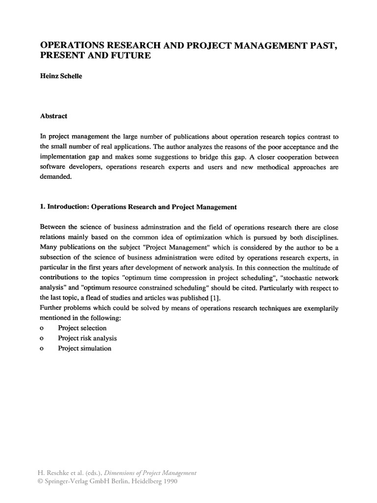 Bridging Operations Research in Project Management | PDF | Operations ...