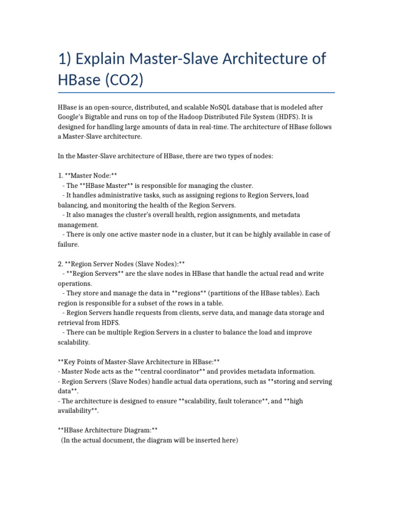 HBase Master-Slave Architecture Explained | PDF | Apache Hadoop ...