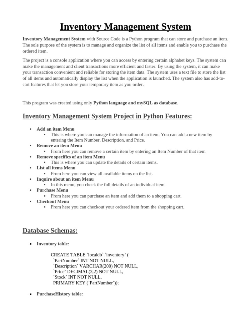 Python Inventory Management System | PDF | Databases | Computer Data