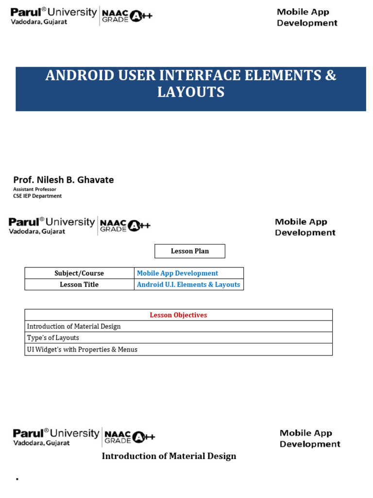 Android UI Elements and Layouts Guide | PDF | Menu (Computing) | Typography