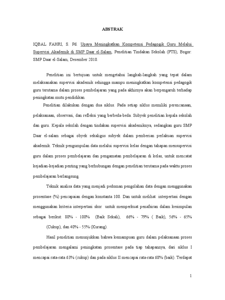 PTS Penelitian Tindakan Sekolah Supervisi