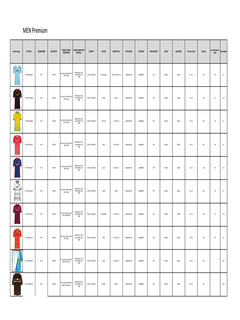 L FIFA 2022 - Men Premium (Updated 23 - 10 - 2022) | PDF | T Shirt ...